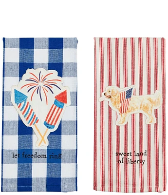 Mud Pie Dog Firework Americana Towels, Set of 2