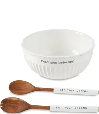 Mud Pie Don't Stop Be Leafing Salad Bowl Set