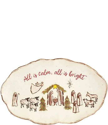 Mud Pie Farmhouse Christmas Nativity Scene Platter