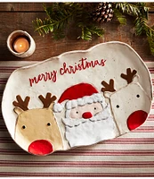 Mud Pie Farmhouse Christmas Santa and Reindeer Platter