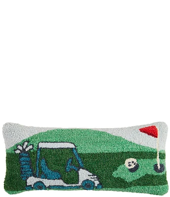 Mud Pie Golf Scene Woven Hooked Wool Pillow