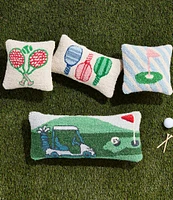 Mud Pie Golf Scene Woven Hooked Wool Pillow