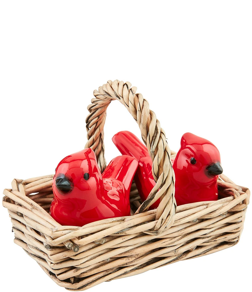 Mud Pie Good Tidings Collection Cardinal Salt and Pepper Basket Set