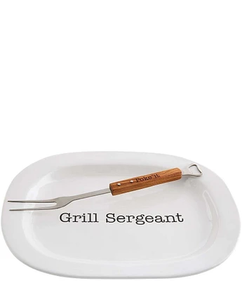 Mud Pie Grill Sergeant Platter with Skewer Fork