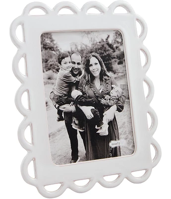 Mud Pie Happy Everything Ceramic Scalloped Glazed Picture Frame