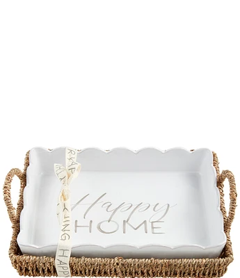 Mud Pie Happy Everything Home Scallop Baker & Basket Set