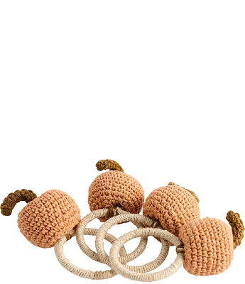 Mud Pie Harvest Crochet Pumpkin Napkin Rings, Set of 4