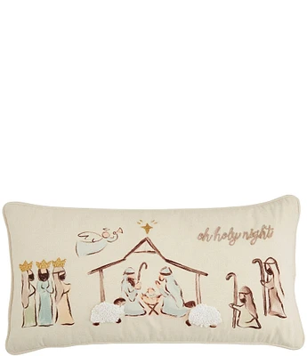 Mud Pie Holiday Collection Oh Holy Night Nativity Decorative Pillow