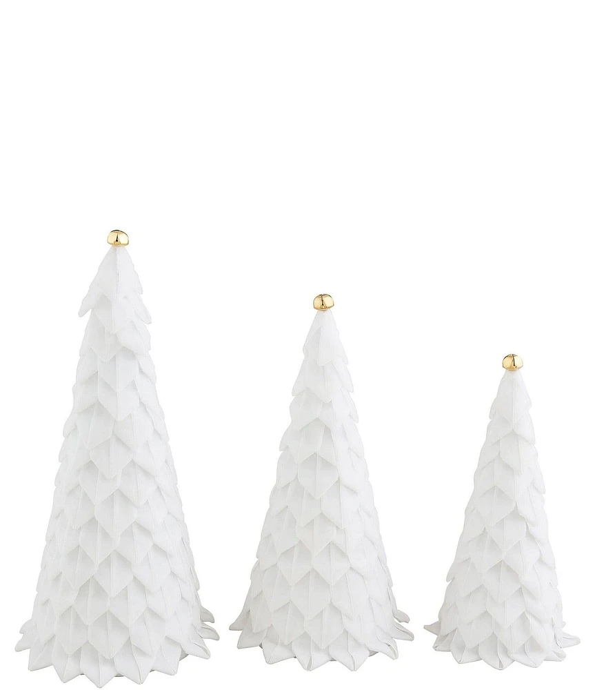 Mud Pie Holiday Collection White Velvet Decorative Tree Set