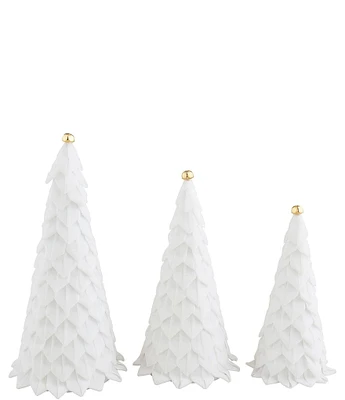 Mud Pie Holiday Collection White Velvet Decorative Tree Set