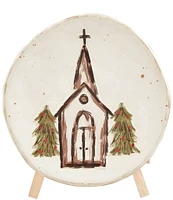 Mud Pie Farmhouse Christmas Church Plate & Easel Set