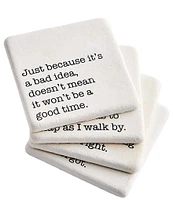 Mud Pie Just Because Funny Phrases Printed Coasters, Set of 4