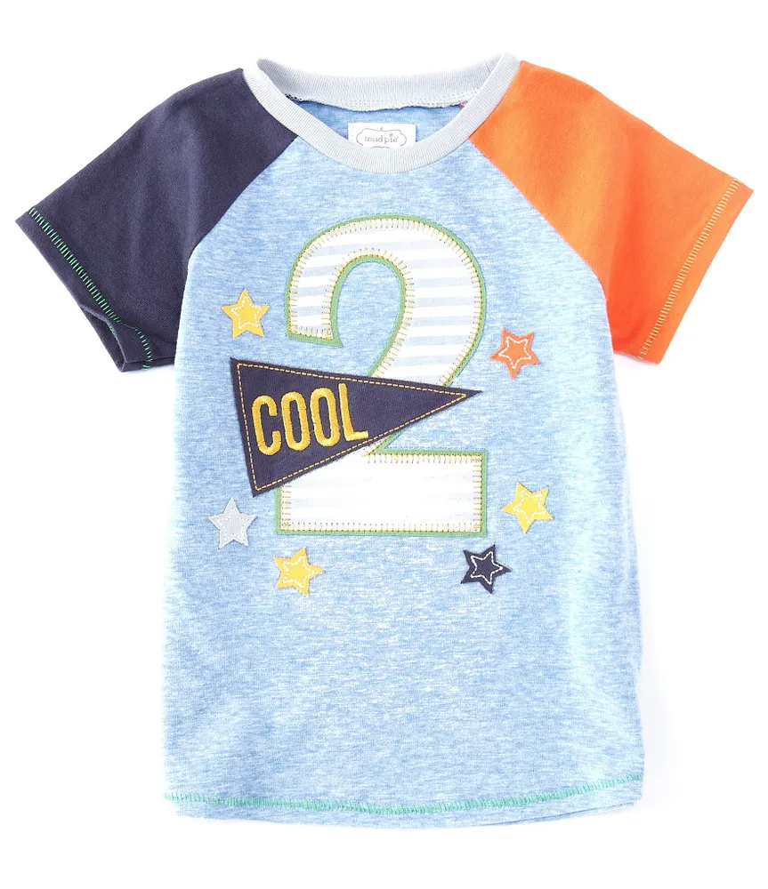 Mud Pie Little Boys 2T Raglan Short-Sleeve 2nd Birthday Boy Colorblock T-Shirt