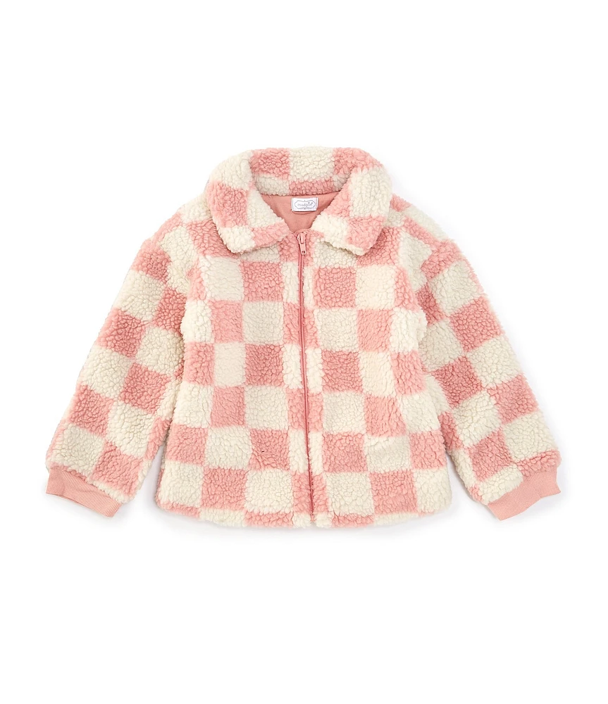 Mud Pie Little Girls 2T-5 Long Sleeve Checked Sherpa Jacket