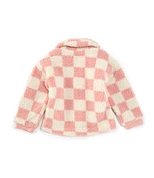 Mud Pie Little Girls 2T-5 Long Sleeve Checked Sherpa Jacket