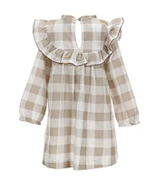 Mud Pie Little Girls 2T-5 Long-Sleeve Checked Fit-And-Flare Dress