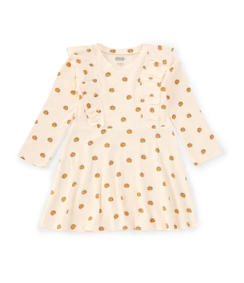 Mud Pie Little Girls 2T-5T Long Sleeve Pumpkin-Printed Fit & Flare Dress