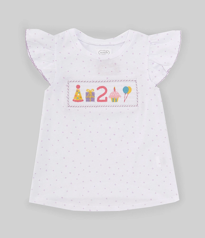 Mud Pie Little Girls 2T Flutter-Sleeve 2nd Birthday T-Shirt