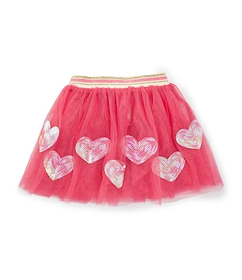 Mud Pie Little Girls 3T-5T Sequin-Embellished Multi-Heart Mesh Tutu Skirt