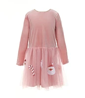 Mud Pie Little Girls 4-5 Long Sleeve Christmas-Theme Velvet/Mesh Tutu Dress