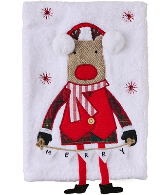 Mud Pie #double;Merry#double; Reindeer Dangle Leg Decorative Terry Hand Towel