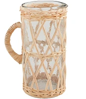 Mud Pie Sienna Rattan Glass Woven Pitcher