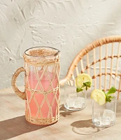 Mud Pie Sienna Rattan Glass Woven Pitcher