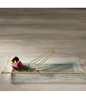 Mud Pie Silver Bell Gold Edge Rectangular Platter Set