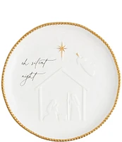 Mud Pie Silver Bells Collection #double;Oh Silent Night#double; Nativity Gold Beaded Rim Platter