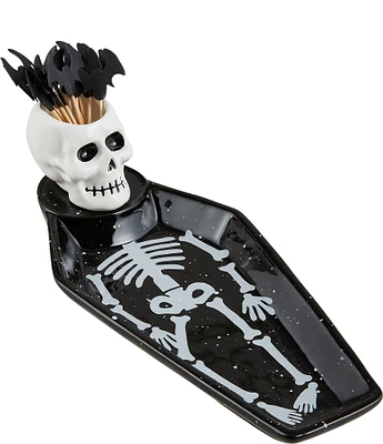 Mud Pie Skeleton Halloween Tray & Toothpick Set