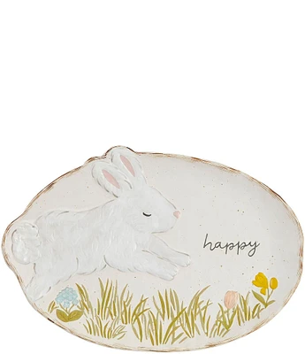 Mud Pie Stoneware Happy Bunny Oval Platter