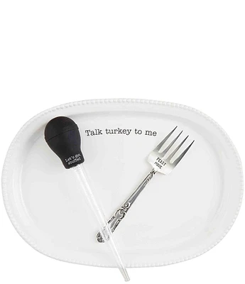 Mud Pie Talk Turkey Platter & Prep Set