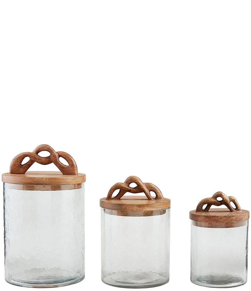 Mud Pie Twisted Handle Glass Canister Set