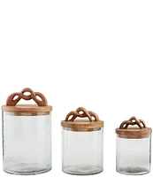 Mud Pie Twisted Handle Glass Canister Set