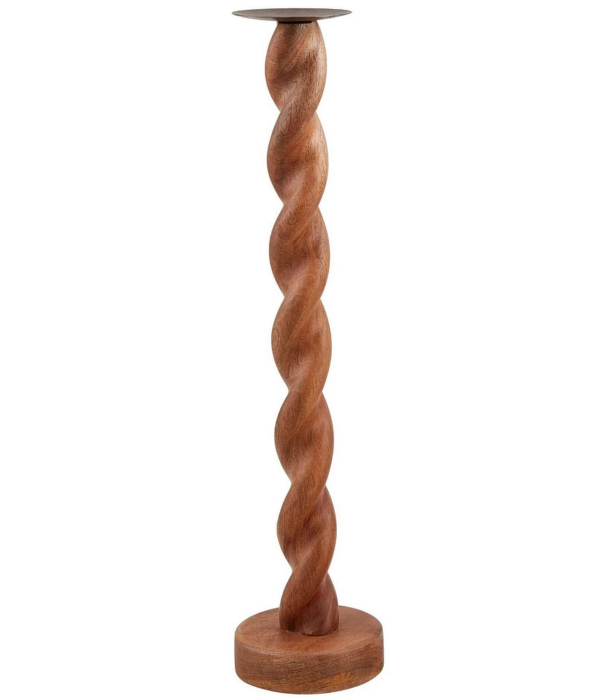 Mud Pie Twisted Wood Candlestick