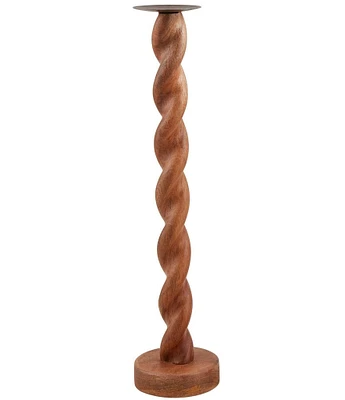 Mud Pie Twisted Wood Candlestick