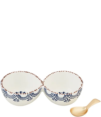 Mud Pie Valencia Blue Floral Double Tidbit Set