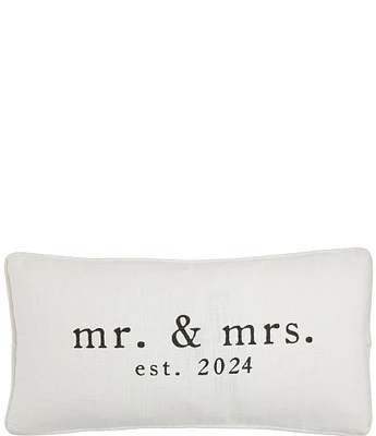 Mud Pie Wedding Collection Mr. & Mrs. Est. 2024 Lumbar Pillow