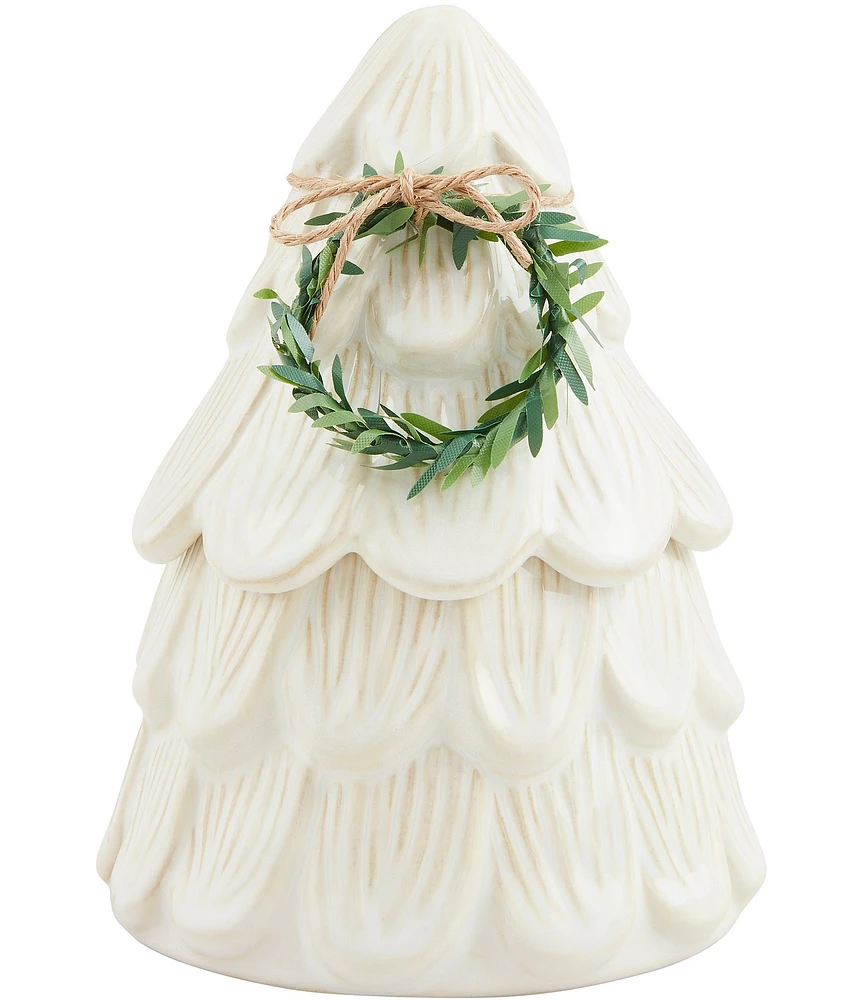 Mud Pie White Christmas Collection Textured Tree Canister