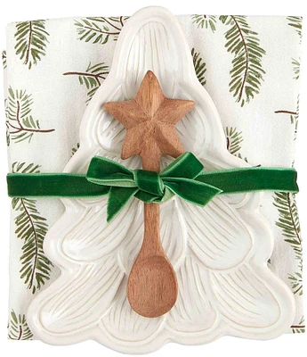 Mud Pie White Christmas Collection Tree Appetizer Set