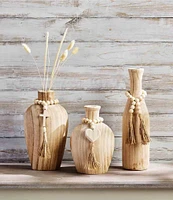 Mud Pie White House Collection Wood Bead With Cross Charm Vase