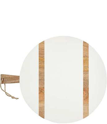 Mud Pie White Large Round Wood Board