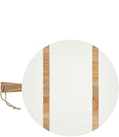 Mud Pie White Large Round Wood Board