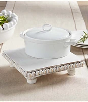 Mud Pie White Wood Beaded Footed Trivet