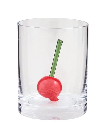 Mud Pie Wine O'Clock Cherry Icon Double Old-Fashion Glass