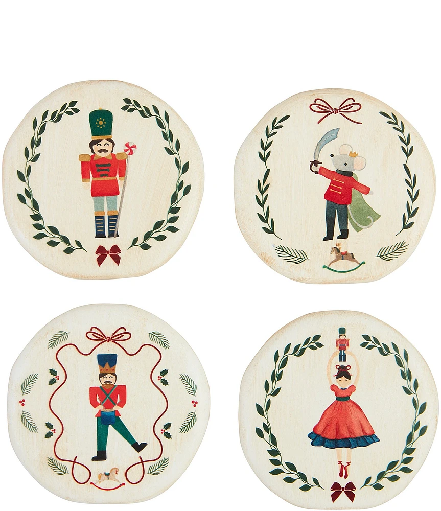 Mud Pie Winter Wonderland Nutcracker Resin Coasters, Set of 4