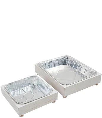 Mud Pie Wood Aluminum Pan Holder Set