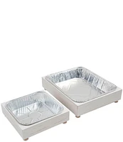 Mud Pie Wood Aluminum Pan Holder Set