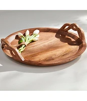 Mud Pie Wood Braided Handle Tray