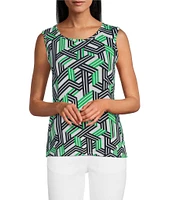Multiples Knit Stripe Multi Long Sleeve Open-Front Matching Tank Top Set